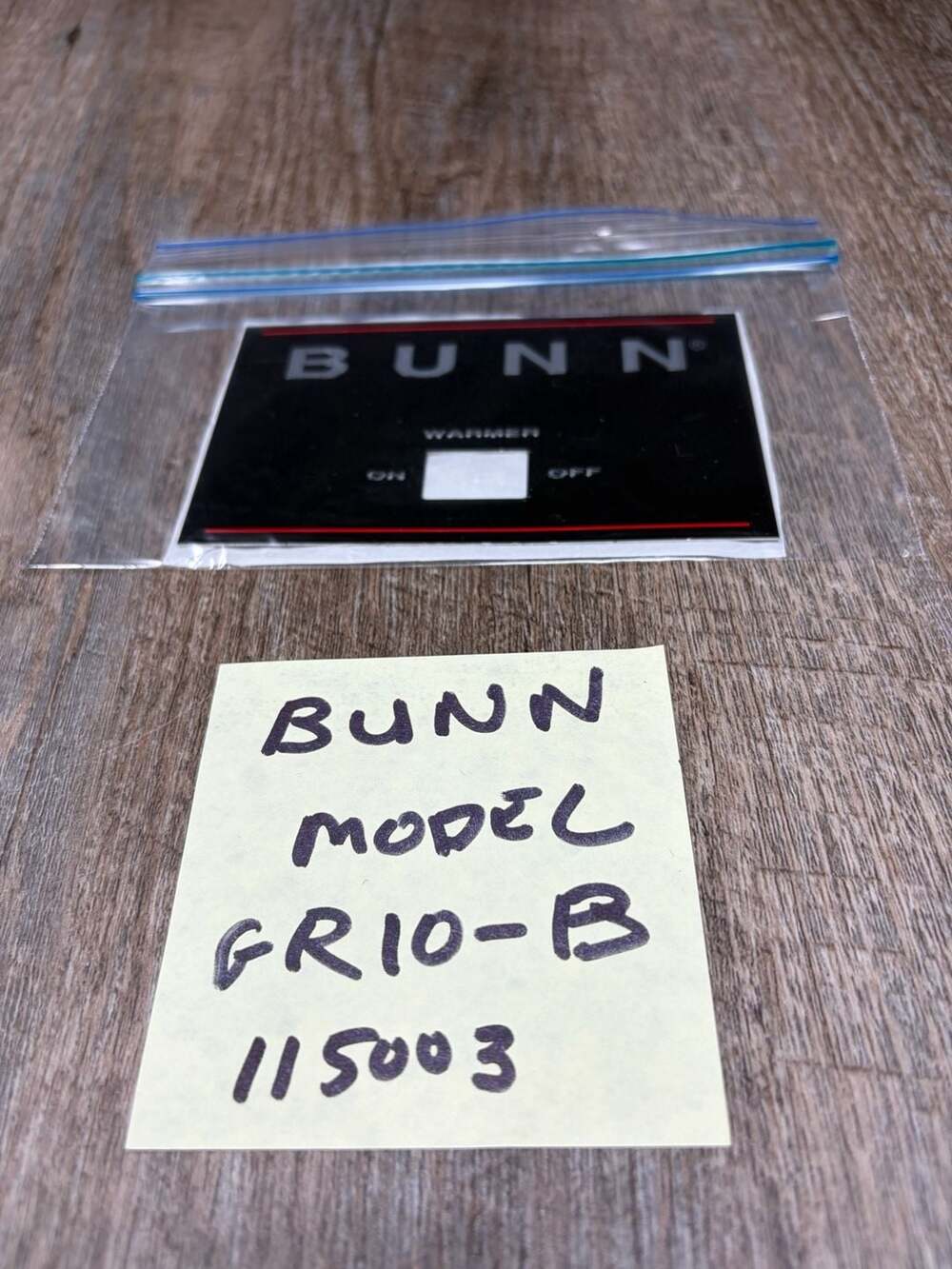 BUNN Coffee Maker Warmer Switch Plate for Model GR10-EUC